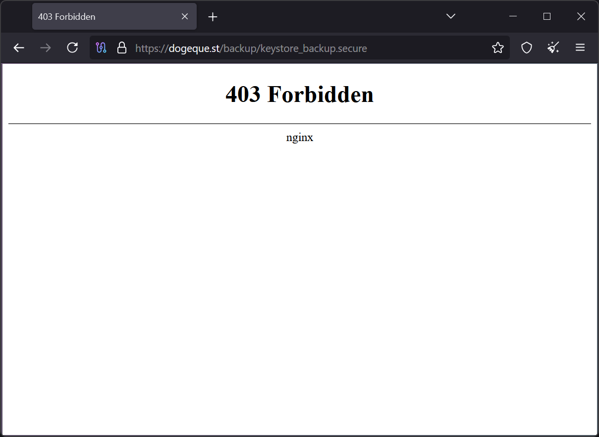 keystore_backup.secure returning a 403 Forbidden error