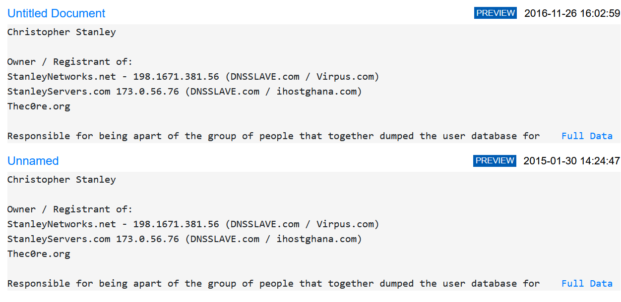 IntelX results show that the paste was originally posted Jan 30 2015, same as the imgur upload